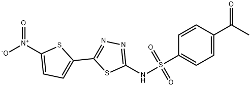 Benzenesulfonamide, 4-acetyl-N-[5-(5-nitro-2-thienyl)-1,3,4-thiadiazol-2-yl]- Struktur