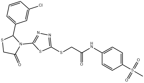 Acetamide, 2-[[5-[2-(3-chlorophenyl)-4-oxo-3-thiazolidinyl]-1,3,4-thiadiazol-2-yl]thio]-N-[4-(methylsulfonyl)phenyl]- Struktur