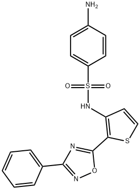 Benzenesulfonamide, 4-amino-N-[2-(3-phenyl-1,2,4-oxadiazol-5-yl)-3-thienyl]- Struktur