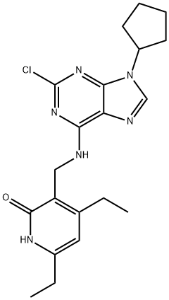 2(1H)-Pyridinone, 3-[[(2-chloro-9-cyclopentyl-9H-purin-6-yl)amino]methyl]-4,6-diethyl- Struktur