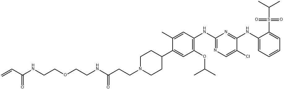 1-Piperidinepropanamide, 4-[4-[[5-chloro-4-[[2-[(1-methylethyl)sulfonyl]phenyl]amino]-2-pyrimidinyl]amino]-2-methyl-5-(1-methylethoxy)phenyl]-N-[2-[2-[(1-oxo-2-propen-1-yl)amino]ethoxy]ethyl]- Struktur