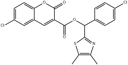 2H-1-Benzopyran-3-carboxylic acid, 6-chloro-2-oxo-, (4-chlorophenyl)(4,5-dimethyl-2-thiazolyl)methyl ester Struktur