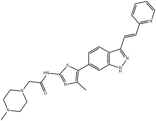 1-Piperazineacetamide, 4-methyl-N-[4-methyl-5-[3-[(1E)-2-(2-pyridinyl)ethenyl]-1H-indazol-6-yl]-2-thiazolyl]- Struktur