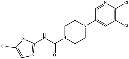 1-Piperazinecarboxamide, N-(5-chloro-2-thiazolyl)-4-(5,6-dichloro-3-pyridinyl)- Struktur