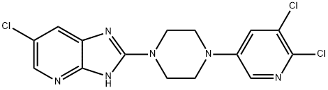 3H-Imidazo[4,5-b]pyridine, 6-chloro-2-[4-(5,6-dichloro-3-pyridinyl)-1-piperazinyl]- Struktur