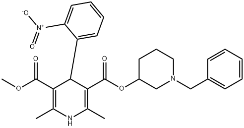 3,5-Pyridinedicarboxylic acid, 1,4-dihydro-2,6-dimethyl-4-(2-nitrophenyl)-, 3-methyl 5-[1-(phenylmethyl)-3-piperidinyl] ester Struktur