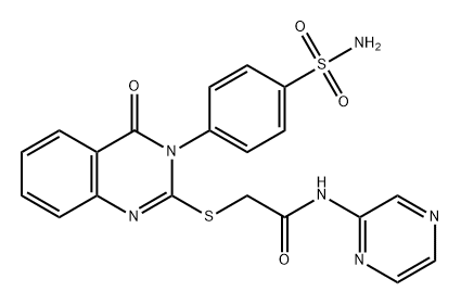 Acetamide, 2-[[3-[4-(aminosulfonyl)phenyl]-3,4-dihydro-4-oxo-2-quinazolinyl]thio]-N-2-pyrazinyl- Struktur