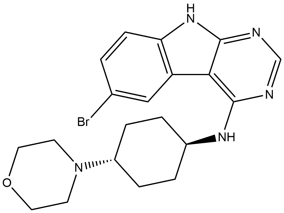 6-Bromo-N-[trans-4-(4-morpholinyl)cyclohexyl]-9H-pyrimido[4,5-b]indol-4-amine Struktur