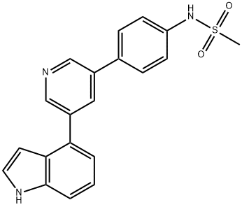 Methanesulfonamide, N-[4-[5-(1H-indol-4-yl)-3-pyridinyl]phenyl]- Struktur