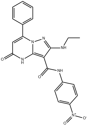 Pyrazolo[1,5-a]pyrimidine-3-carboxamide, 2-(ethylamino)-4,5-dihydro-N-(4-nitrophenyl)-5-oxo-7-phenyl- Struktur