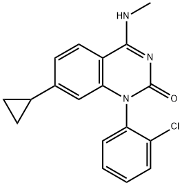 2(1H)-Quinazolinone, 1-(2-chlorophenyl)-7-cyclopropyl-4-(methylamino)- Struktur