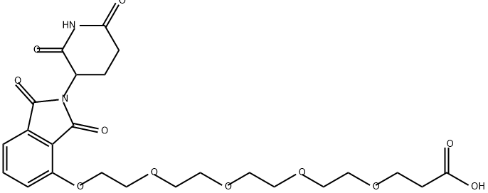 Propanoic acid, 3-[2-[2-[2-[2-[[2-(2,6-dioxo-3-piperidinyl)-2,3-dihydro-1,3-dioxo-1H-isoindol-4-yl]oxy]ethoxy]ethoxy]ethoxy]ethoxy]- Struktur