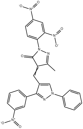 3H-Pyrazol-3-one, 2-(2,4-dinitrophenyl)-2,4-dihydro-5-methyl-4-[[3-(3-nitrophenyl)-1-phenyl-1H-pyrazol-4-yl]methylene]- Struktur