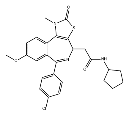 2H-Thiazolo[5,4-d][2]benzazepine-4-acetamide, 6-(4-chlorophenyl)-N-cyclopentyl-1,4-dihydro-8-methoxy-1-methyl-2-oxo- Struktur