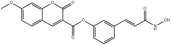 2H-1-Benzopyran-3-carboxylic acid, 7-methoxy-2-oxo-, 3-[(1E)-3-(hydroxyamino)-3-oxo-1-propen-1-yl]phenyl ester Struktur