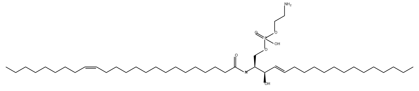 Phosphoric acid, mono(2-aminoethyl) mono[(2S,3R,4E)-3-hydroxy-2-[[(15Z)-1-oxo-15-tetracosen-1-yl]amino]-4-octadecen-1-yl] ester Struktur