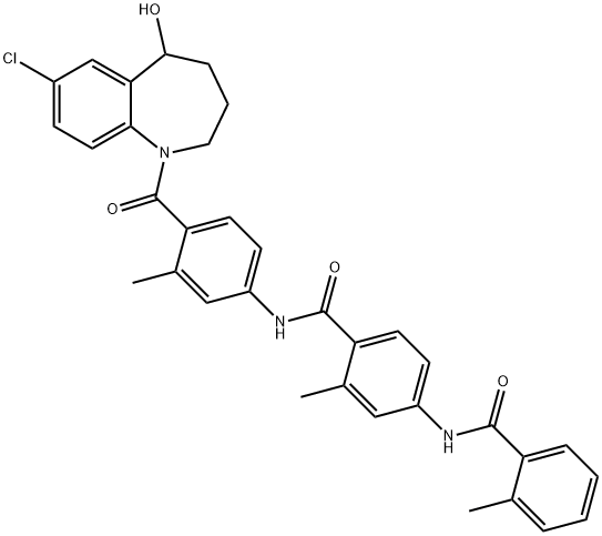 Benzamide, N-[4-[(7-chloro-2,3,4,5-tetrahydro-5-hydroxy-1H-1-benzazepin-1-yl)carbonyl]-3-methylphenyl]-2-methyl-4-[(2-methylbenzoyl)amino]- Struktur