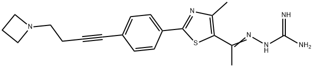 Hydrazinecarboximidamide, 2-[1-[2-[4-[4-(1-azetidinyl)-1-butyn-1-yl]phenyl]-4-methyl-5-thiazolyl]ethylidene]- Struktur