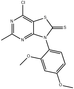 Thiazolo[4,5-d]pyrimidine-2(3H)-thione, 7-chloro-3-(2,4-dimethoxyphenyl)-5-methyl- Struktur