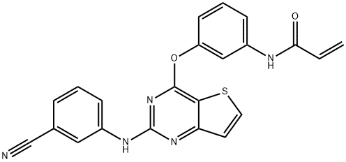 2-Propenamide, N-[3-[[2-[(3-cyanophenyl)amino]thieno[3,2-d]pyrimidin-4-yl]oxy]phenyl]- Struktur