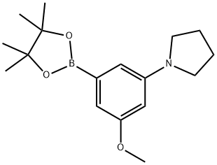 Pyrrolidine, 1-[3-methoxy-5-(4,4,5,5-tetramethyl-1,3,2-dioxaborolan-2-yl)phenyl]- Structure