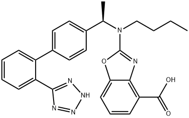 4-Benzoxazolecarboxylic acid, 2-[butyl[(1R)-1-[2'-(2H-tetrazol-5-yl)[1,1'-biphenyl]-4-yl]ethyl]amino]- Struktur