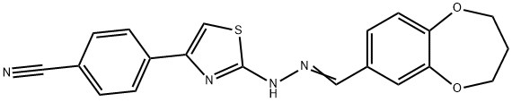 Benzonitrile, 4-[2-[2-[(3,4-dihydro-2H-1,5-benzodioxepin-7-yl)methylene]hydrazinyl]-4-thiazolyl]- Struktur