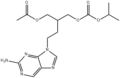 Carbonic acid, 2-[(acetyloxy)methyl]-4-(2-amino-9H-purin-9-yl)butyl 1-methylethyl ester Struktur