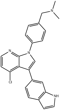 Benzenemethanamine, 4-[4-chloro-3-(1H-indol-6-yl)-1H-pyrrolo[2,3-b]pyridin-1-yl]-N,N-dimethyl- Struktur