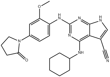 4-(Cyclohexylamino)-2-[[2-methoxy-4-(2-oxo-1-pyrrolidinyl)phenyl]amino]-7H-pyrrolo[2,3-d]pyrimidine-5-carbonitrile Struktur