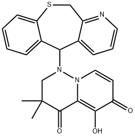 1H-Pyrido[1,2-b]pyridazine-4,6-dione, 1-(5,11-dihydro[1]benzothiepino[3,4-b]pyridin-5-yl)-2,3-dihydro-5-hydroxy-3,3-dimethyl- Struktur