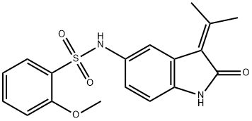 Benzenesulfonamide, N-[2,3-dihydro-3-(1-methylethylidene)-2-oxo-1H-indol-5-yl]-2-methoxy- Struktur