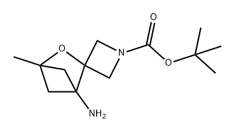 Spiro[azetidine-3,3'-[2]oxabicyclo[2.1.1]hexane]-1-carboxylic acid, 4'-amino-1'-methyl-, 1,1-dimethylethyl ester Struktur