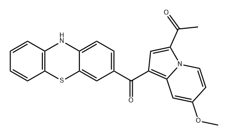 Ethanone, 1-[7-methoxy-1-(10H-phenothiazin-3-ylcarbonyl)-3-indolizinyl]- Struktur