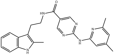 5-Pyrimidinecarboxamide, 2-[(4,6-dimethyl-2-pyridinyl)amino]-N-[2-(2-methyl-1H-indol-3-yl)ethyl]- Structure