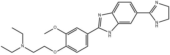 Ethanamine, 2-[4-[6-(4,5-dihydro-1H-imidazol-2-yl)-1H-benzimidazol-2-yl]-2-methoxyphenoxy]-N,N-diethyl- Struktur