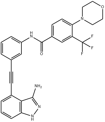 Benzamide, N-[3-[2-(3-amino-1H-indazol-4-yl)ethynyl]phenyl]-4-(4-morpholinyl)-3-(trifluoromethyl)- Struktur