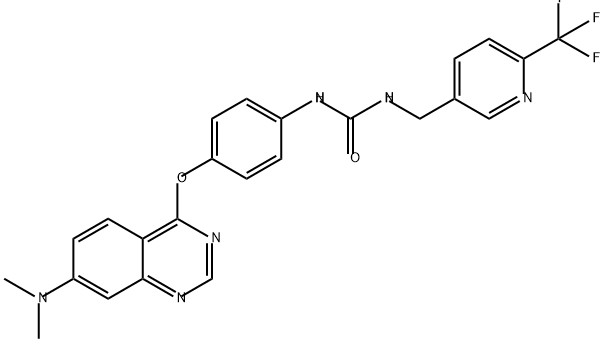 Urea, N-[4-[[7-(dimethylamino)-4-quinazolinyl]oxy]phenyl]-N'-[[6-(trifluoromethyl)-3-pyridinyl]methyl]- Struktur