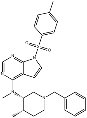 7H-Pyrrolo[2,3-d]pyrimidin-4-amine, N-methyl-N-[(3S,4S)-4-methyl-1-(phenylmethyl)-3-piperidinyl]-7-[(4-methylphenyl)sulfonyl]- Struktur