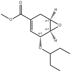 7-Oxabicyclo[4.1.0]hept-3-ene-3-carboxylic acid, 5-(1-ethylpropoxy)-, methyl ester, (1R,5R,6R)-rel- Struktur