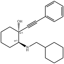 Cyclohexanol, 2-[(cyclohexylmethyl)amino]-1-(2-phenylethynyl)-, (1R,2S)-rel- Struktur