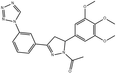 Ethanone, 1-[4,5-dihydro-3-[3-(1H-tetrazol-1-yl)phenyl]-5-(3,4,5-trimethoxyphenyl)-1H-pyrazol-1-yl]- Struktur