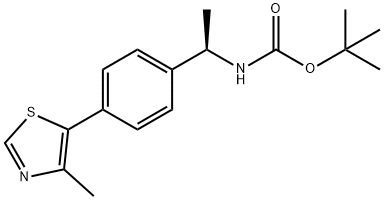 Carbamic acid, N-[(1R)-1-[4-(4-methyl-5-thiazolyl)phenyl]ethyl]-, 1,1-dimethylethyl ester Struktur