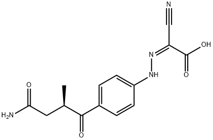 Acetic acid, 2-[2-[4-[(2R)-4-amino-2-methyl-1,4-dioxobutyl]phenyl]hydrazinylidene]-2-cyano-, (2Z)- Struktur