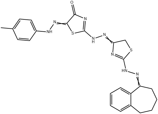 4,5-Thiazoledione, 2-[2-[2-[2-(6,7,8,9-tetrahydro-5H-benzocyclohepten-5-ylidene)hydrazinyl]-4(5H)-thiazolylidene]hydrazinyl]-, 5-[2-(4-methylphenyl)hydrazone] Struktur