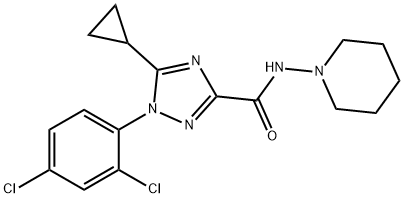 1H-1,2,4-Triazole-3-carboxamide, 5-cyclopropyl-1-(2,4-dichlorophenyl)-N-1-piperidinyl- Struktur