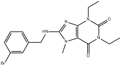 1H-Purine-2,6-dione, 8-[[(3-bromophenyl)methyl]amino]-1,3-diethyl-3,7-dihydro-7-methyl- Struktur