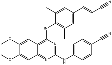 Benzonitrile, 4-[[4-[[4-[(1E)-2-cyanoethenyl]-2,6-dimethylphenyl]amino]-6,7-dimethoxy-2-quinazolinyl]amino]- Struktur