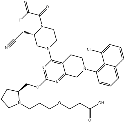 3-[3-[(2S)-2-[[[7-(8-CHLORO-1-NAPHTHALENYL)-4-[(3S)-3-(CYANOMETHYL)-4-(2-FLUORO-, 2561529-98-2, 結(jié)構(gòu)式