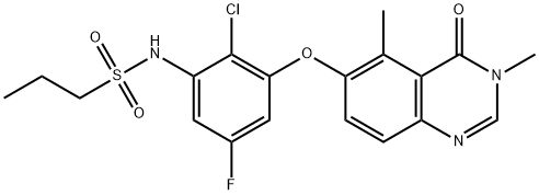 1-Propanesulfonamide, N-[2-chloro-3-[(3,4-dihydro-3,5-dimethyl-4-oxo-6-quinazolinyl)oxy]-5-fluorophenyl]- Struktur